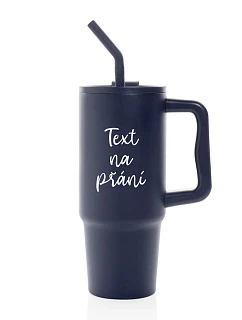 TEXT NA PŘÁNÍ - modrý cestovní termohrnek 900 ml