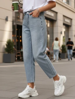 Dámské baggy džíny s vysokým pasem modré FashionStreet UY2856