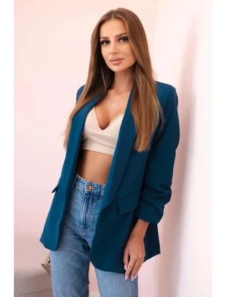 Sako s klopami elegantní tmavě modrozelená