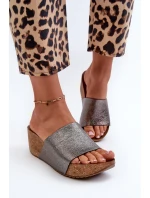 Zazoo 40291 Kožené Dámské Žabky na Korkové Platformě Grafitové Zazoo 40291 Kožené Dámské Žabky na Korkové Platformě Grafitové