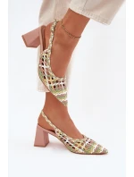 Sandály S Pletením Na Podpatku Růžové Ebina