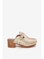 Dámské sandály na podpatku se sponou zlaté Veldexina Dámské sandály na podpatku se sponou zlaté Veldexina