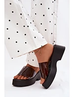 Dámské platformové sandály s průhledným páskem Černé Selestia