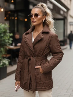 Dámská přechodná bunda s pruhem hnědá FashionStreet TY5586