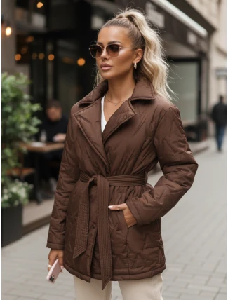 Dámská přechodná bunda s pruhem hnědá FashionStreet TY5586