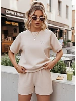 Dámská letní souprava s motýlem z měkké viskózy v béžové barvě FashionStreet AY1191