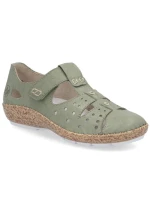 Dámská pohodlná prolamovaná obuv na suchý zip zelená Rieker 44852-52
