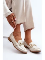 Dámské kožené mokasíny s ozdobou Zazoo 2880 Zlaté