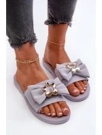 Dámské žabky s mašlí Levandulové Arsicada