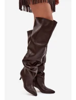 Vkládací dámské kozačky na podpatku čokoládové Ysolienne Vkládací dámské kozačky na podpatku čokoládové Ysolienne