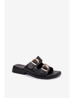 Dámské pantofle se zlatými sponami Černé Danelle