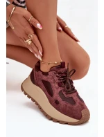 Kožené dámské tenisky  na platformě Big Star HI-POLY SYSTEM – bordó