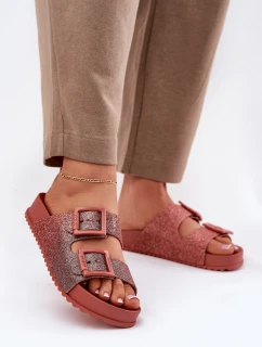 Voňavé Dámské Pantofle S Brilanty A Sponami Růžové ZAXY RR285025