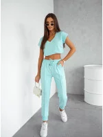 Dámský bavlněný dvoudílný komplet v tyrkysové barvě (VE55) Dámský bavlněný dvoudílný komplet v tyrkysové barvě (VE55)