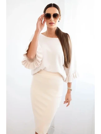 Dámská sukně z elastického viskózového úpletu béžová Dámská sukně z elastického viskózového úpletu béžová