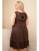 Dámské viskózové šaty Plus Size s krajkou bez rukávů hnědá
