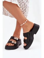 Dámské pantofle s pásky eko kůže černé Falenisse