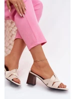 Dámské lodičky na podpatku s pásky Eko semiš Béžové Corivelle