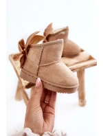 Dívčí teplé sněhule s mašlemi Béžove Meriva Dívčí teplé sněhule s mašlemi Béžove Meriva