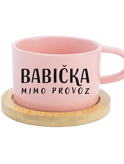 BABIČKA MIMO PROVOZ - růžový hrníček makronka 200 ml