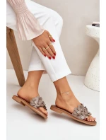 Dámské pantofle na plochém podpatku 40381 Taupe - Zazoo Dámské pantofle na plochém podpatku 40381 Taupe - Zazoo