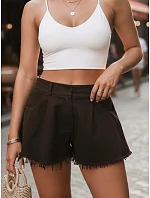 Dámské džínové šortky na léto s volnou nohavicí hnědé FashionStreet SY0531 Dámské džínové šortky na léto s volnou nohavicí hnědé FashionStreet SY0531