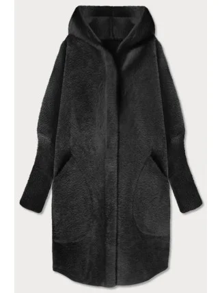 Dlouhý černý vlněný přehoz přes oblečení typu "alpaka" s kapucí (908) Dlouhý černý vlněný přehoz přes oblečení typu "alpaka" s kapucí (908)