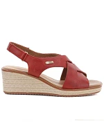 Sergio Leone SK297 dámské vínové kožené sandály na platformě