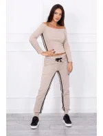 Sada s dvojitými pruhy béžová+černá