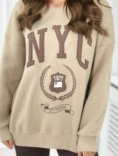 Bavlněná souprava, zateplená mikina + legíny světle béžová