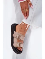 Dámské Sametové Sandały S Dekorativními Přezkami Big Star RR274659 Světle Růžové