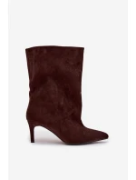 Dámské kotníkové boty na jehlovém podpatku Solvienne – čokoládové