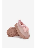 Dětské sněhule s výšivkou a mašličkou Daven – růžové