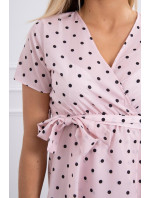 Pudrově růžové puntíkované šaty