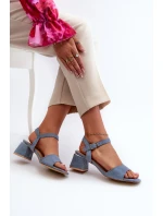 Dámské Sandály Na Podpatku Z Ekokože Modré Leisha