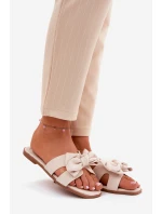 Plné Dámské Pantofle S Mašlí Béžové Tobin