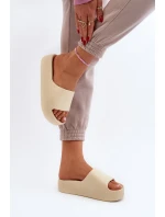 Dámské béžové pantofle Oreithano se silnou podrážkou