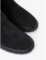 Stylové dámské černé  kotníčkové boty na plochém podpatku