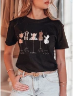 Dámské tričko s potiskem MANETEE černá FashionStreet RY2729