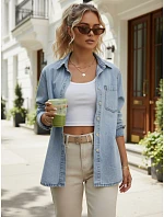 Dámská modrá džínová košile FashionStreet DY0490 Dámská modrá džínová košile FashionStreet DY0490