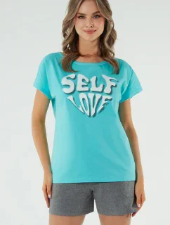 Italská móda Selfie curtailment barva: tyrkysová/melanžová