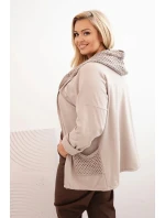 Dámská mikina Plus Size bavlněná oversize s dlouhým rukávem béžová Dámská mikina Plus Size bavlněná oversize s dlouhým rukávem béžová