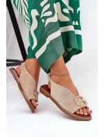 Ploché sandály s ozdobou béžové Haliones