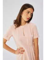 S361 Šaty se záhyby na bocích - pudrové S361 Šaty se záhyby na bocích - pudrové