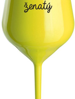 PIJU, PROTOŽE JSEM ŽENATÝ - žlutá nerozbitná sklenice na víno 470 ml