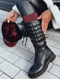 JINOVA dámské prošívané černé boty FashionStreet ZY0504