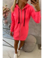 Šaty s kapucí mikina růžová neonová