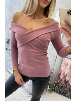Halenka s výstřihem do V tmavě růžová