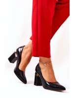 Kožené lodičky Lewski Hadí 3117 Černé