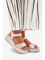 Dámské Sandály Na Klinu A Platformě S Ozdobami S.Barski HY056 Béžové